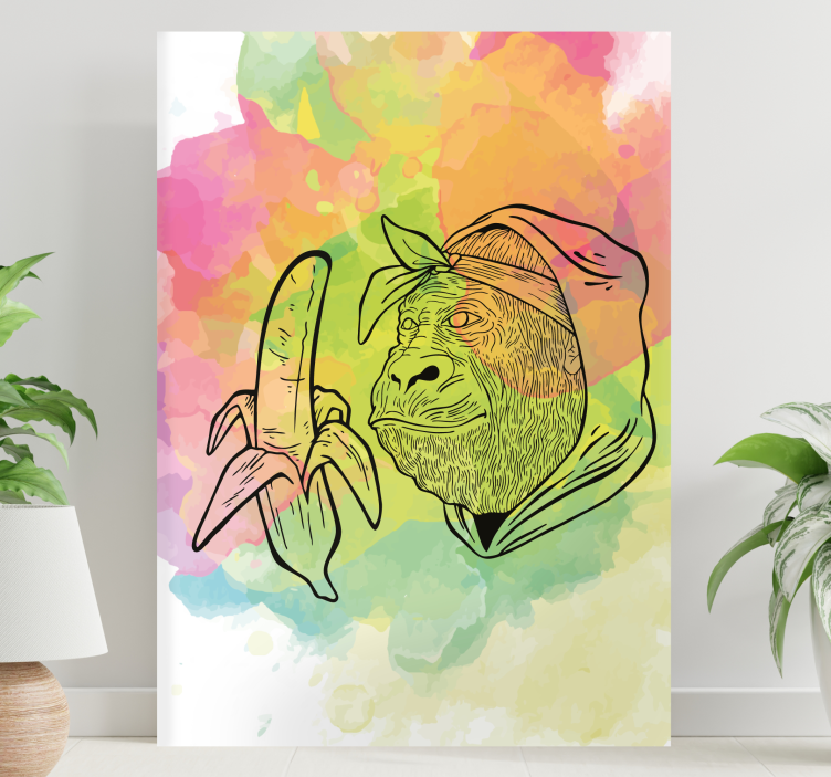 Tableau abc gorille tenant une banane - TenStickers