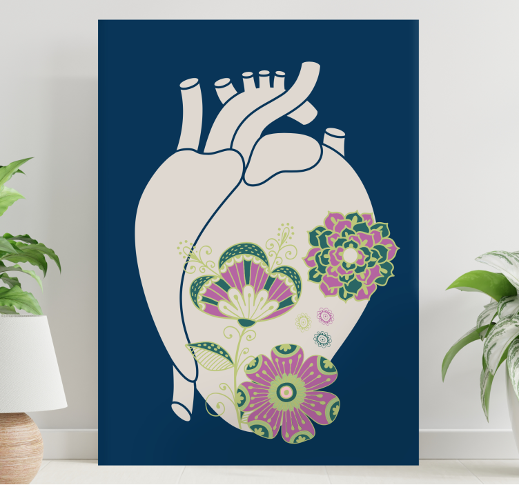 Tableau abstrait design floral cœur - TenStickers