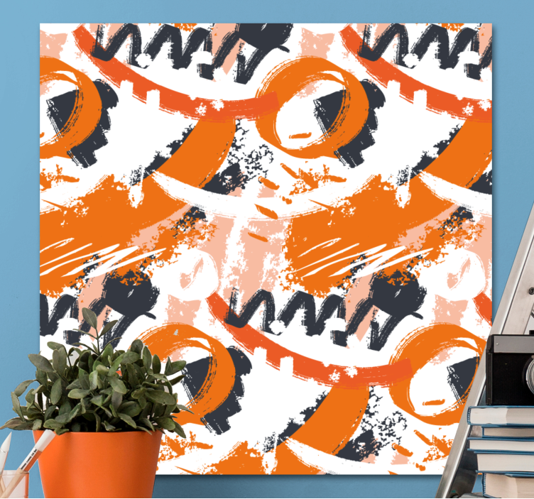 Tableau abstrait formes dynamiques orange - TenStickers