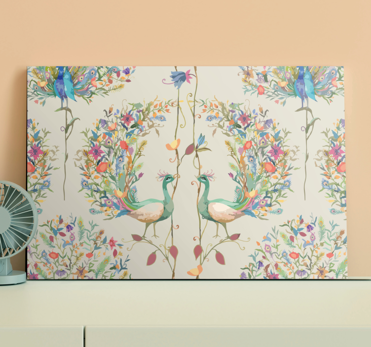 Tableau de jardin au décor floral avec 2 paons - TenStickers