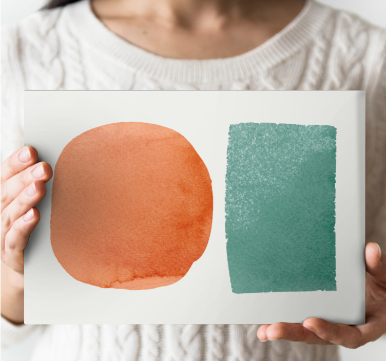 Tableau abstrait aquarelle circulaire et rectangulaire - TenStickers
