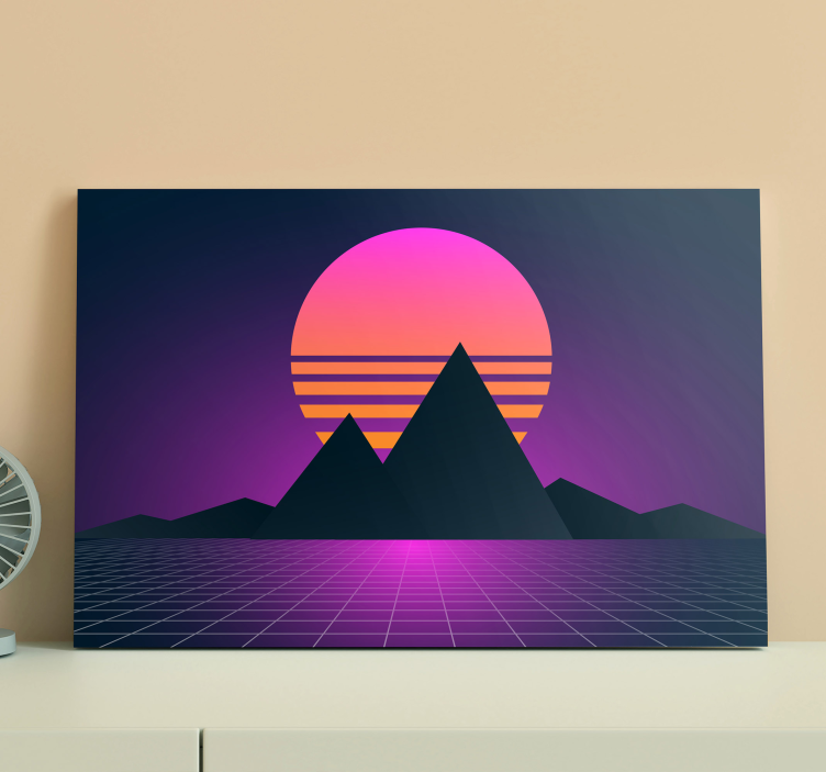 Tableau vintage paysage montagneux synthwave - TenStickers