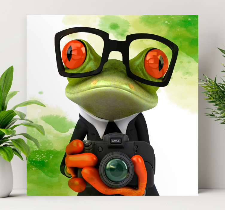 Tableau animaux grenouille avec appareil photo - TenStickers