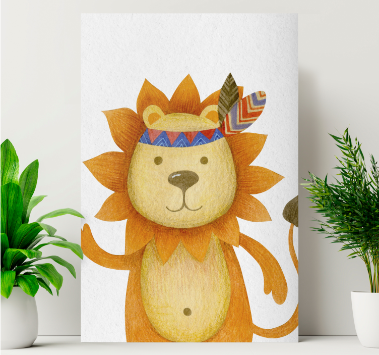 Tableau animaux personnage lion amical - TenStickers