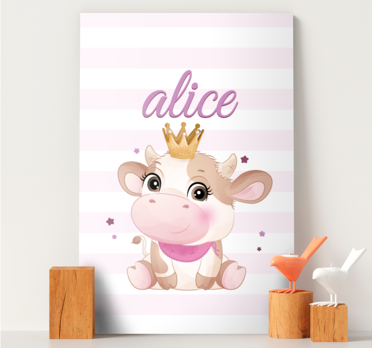 Tableau animaux princesse vache mignonne - TenStickers