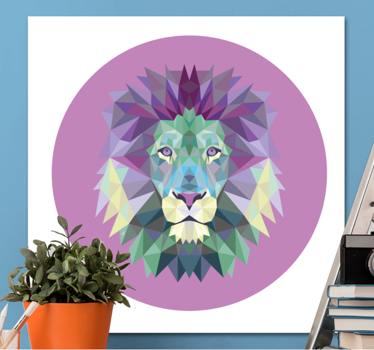 Tableau animaux tête de lion géométrique - TenStickers