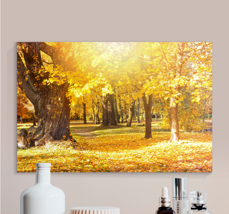 Tableau arbres sentier forestier d'automne - TenStickers