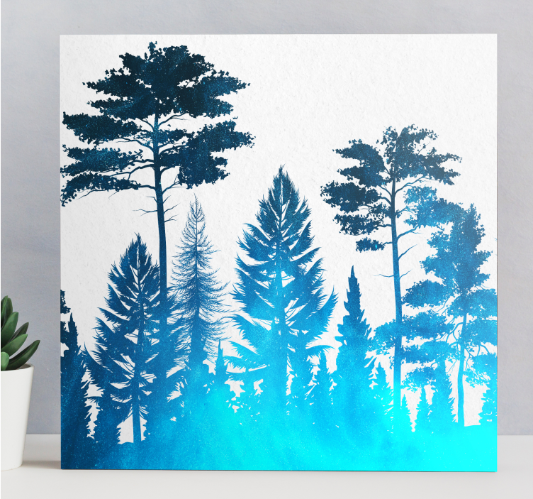 Tableau arbres silhouette de scène forestière - TenStickers