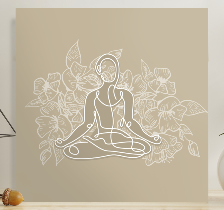 Tableau style yoga d'une femme méditant - TenStickers