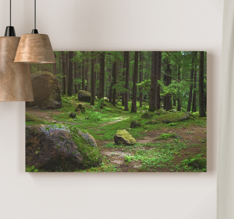 Tableau arbres sentier forestier luxuriant - TenStickers