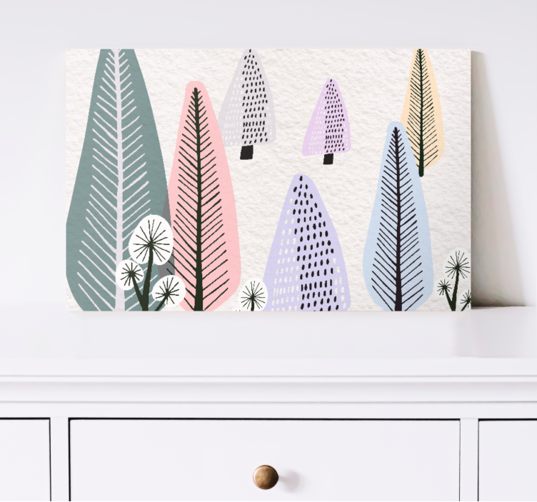 Tableau arbres forêt colorée scandinave - TenStickers