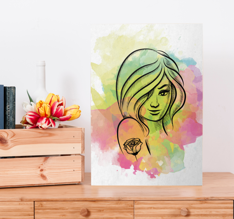 Tableau personnage portrait de femme à l'aquarelle - TenStickers