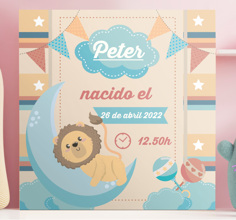 Tableau bébé célébration du lion de la lune - TenStickers