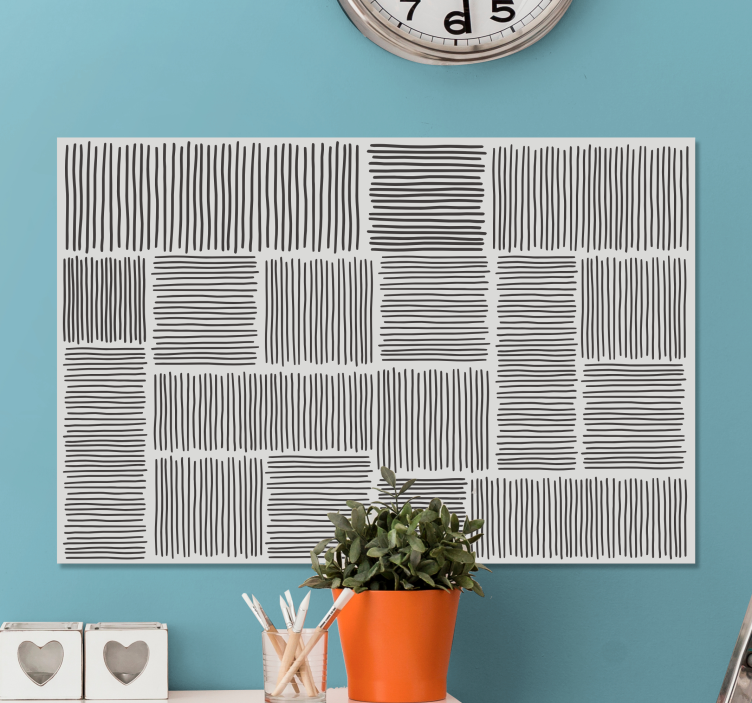 Tableau bouddha lignes noires texturées - TenStickers