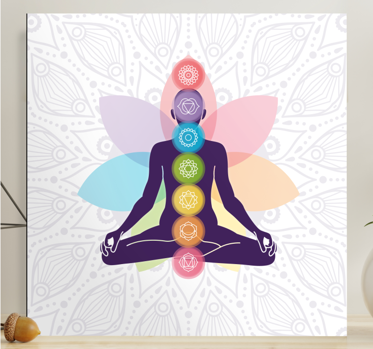 Tableau bouddha silhouette de méditation chakra - TenStickers