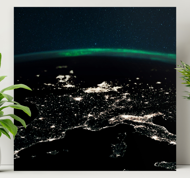 Tableau carte du monde vue aérienne nocturne - TenStickers