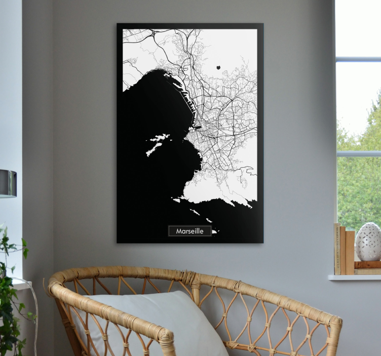 Tableau carte topographique Marseille - TenStickers
