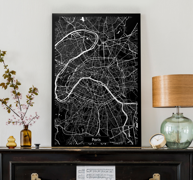 Tableau carte topographique Paris - TenStickers