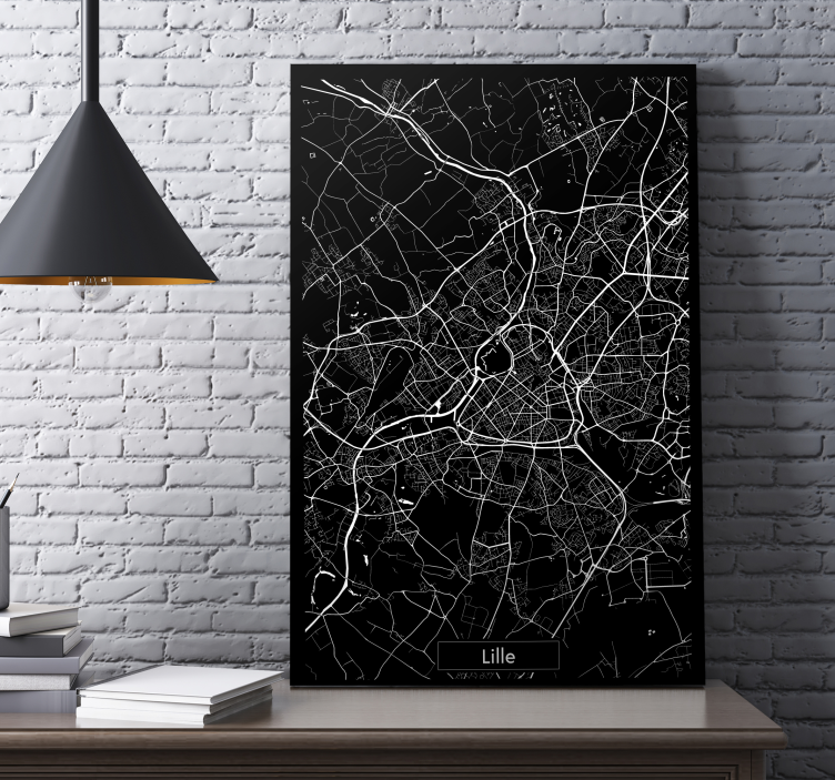 Tableau carte topographique Lille - TenStickers