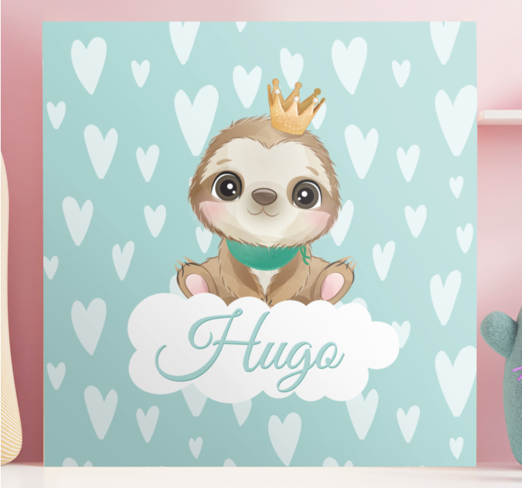 Tableau pour chambre enfant Paresseux mignon pour garçon avec nom - TenStickers
