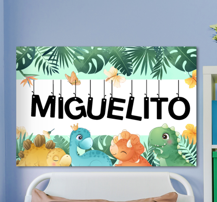 Tableau chevaux scène de dinosaures mignons - TenStickers