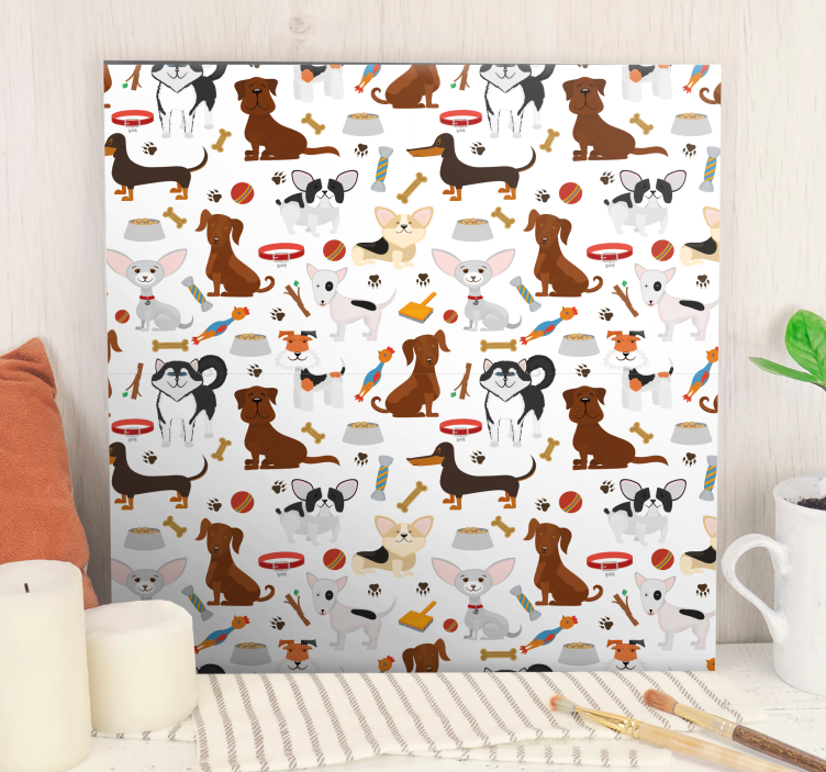 Tableau chiens duo de chiots espiègles - TenStickers