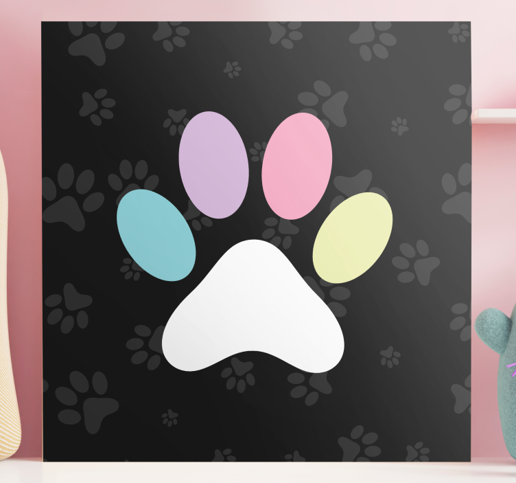 Tableau chiens empreinte de pattes colorées - TenStickers