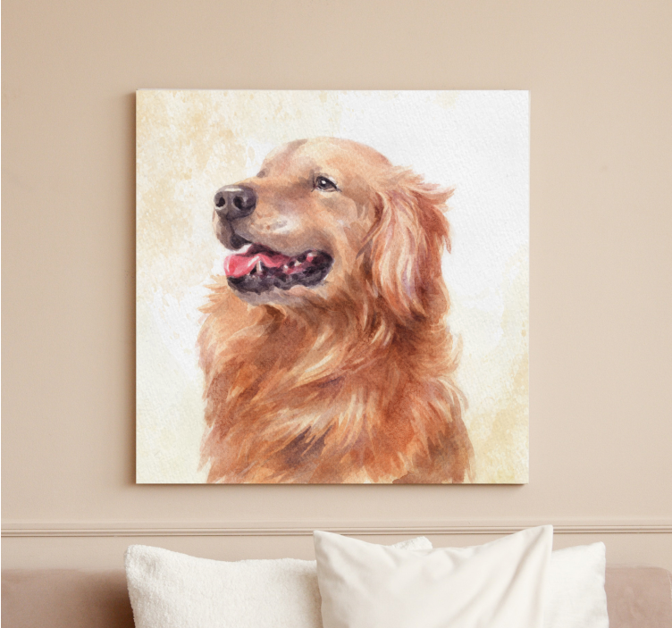 Tableau chiens illustration de golden retriever - TenStickers