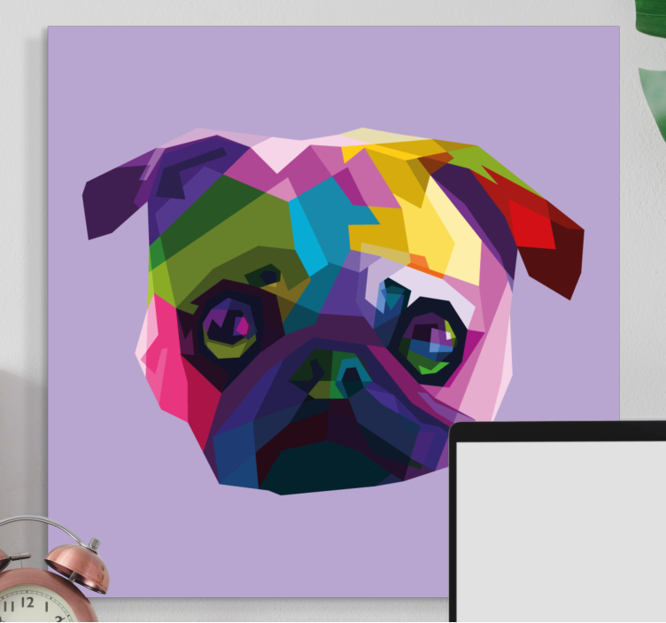 Tableau chiens tête de carlin colorée - TenStickers