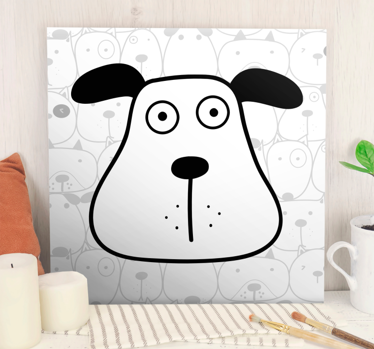 Tableau chiens tête de chien en dessin animé - TenStickers