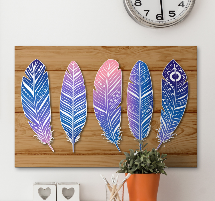 Tableau plumes collection bleue stylisée - TenStickers