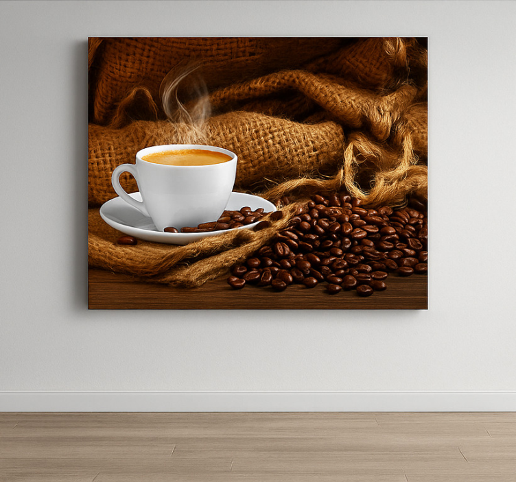 Tableau cuisine grains de café et tasse - TenStickers