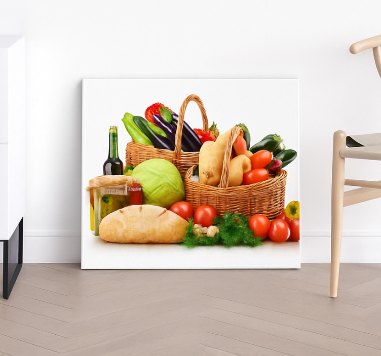 Tableau cuisine légumes dans un panier - TenStickers