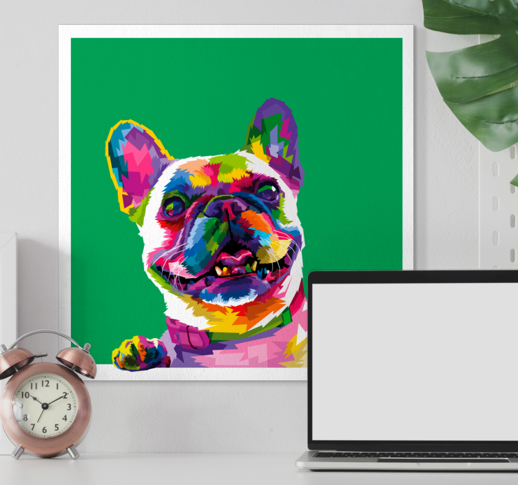 Tableau chien Arc en ciel de bouledogue français - TenStickers