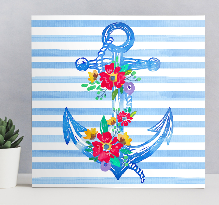 Tableau mer illustration d'ancre florale - TenStickers