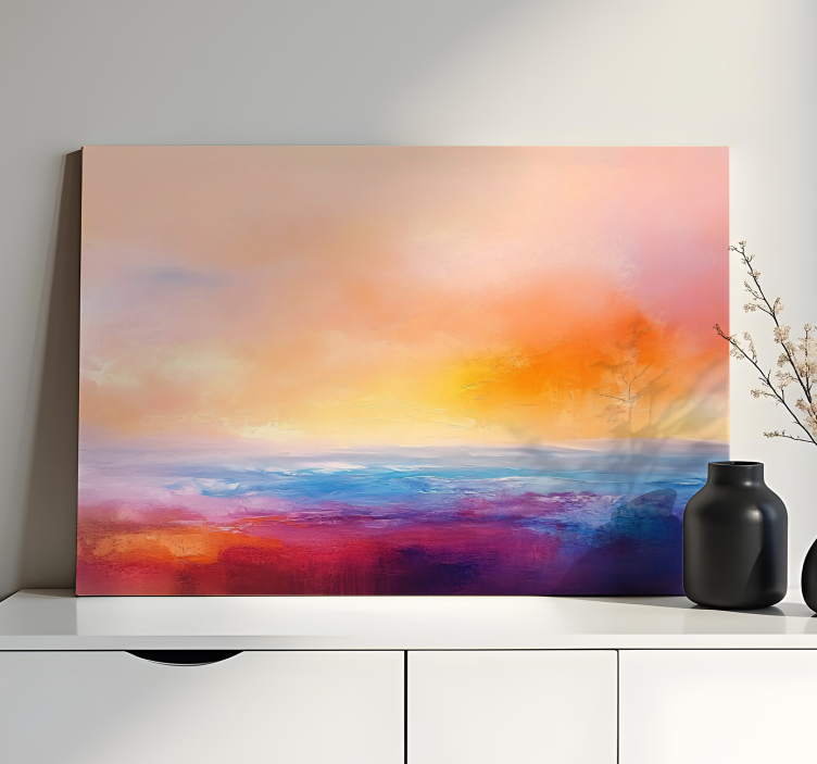Tableau paysage coucher de soleil artistique - TenStickers