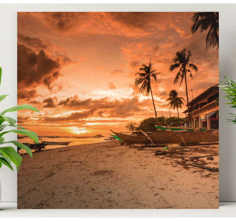 Tableau paysage coucher de soleil serein sur l'eau - TenStickers