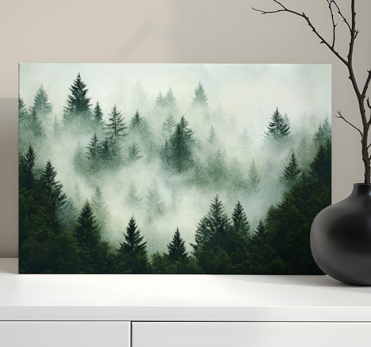 Tableau paysage forêt brumeuse - TenStickers