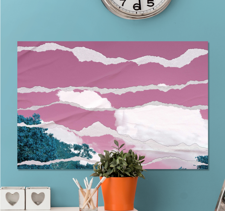 Tableau paysage couleurs sur un horizon rose - TenStickers