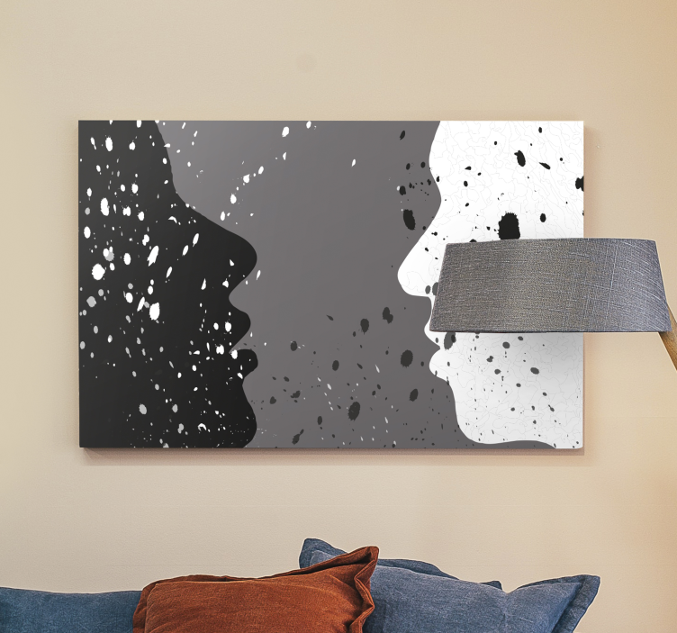 Tableau Demi-visage blanc et foncé - TenStickers