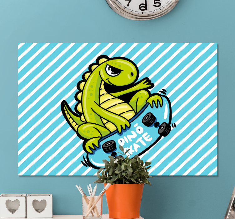 Tableau dinosaures fun de skateboard dino - TenStickers