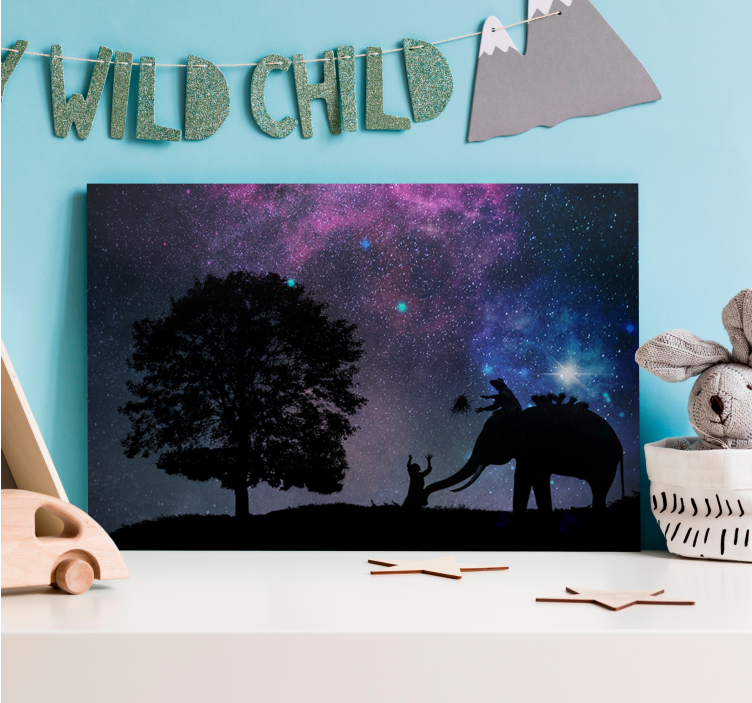 Tableau éléphants interaction enfant éléphant - TenStickers