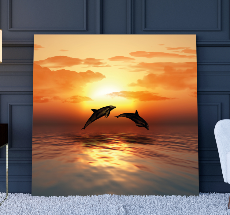 Tableau 3d delfines nadando - TenStickers