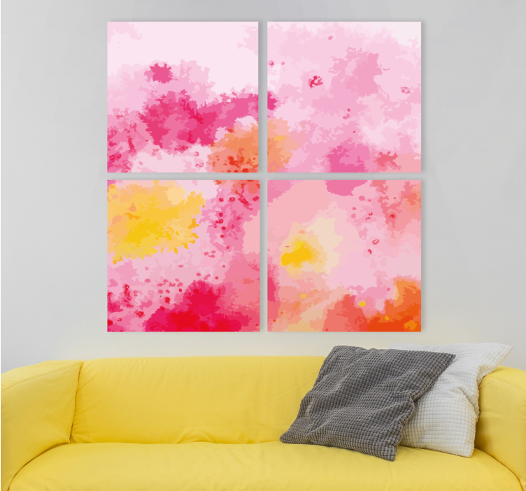 Tableau fleurs abstrait rose - TenStickers