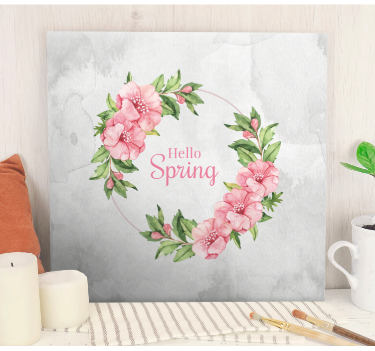 Tableau fleurs et plantes cercle floral de bienvenue - TenStickers