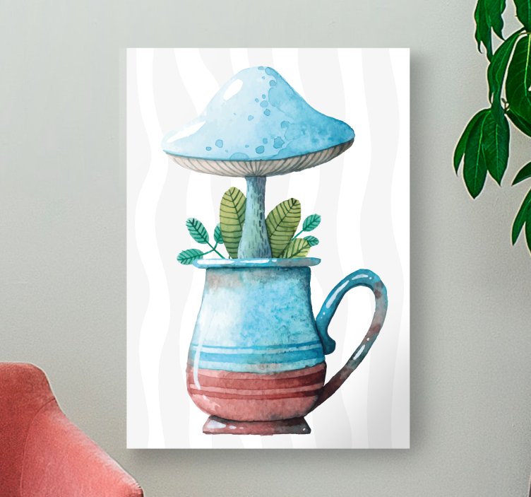 Tableau fleurs et plantes champignon dans une tasse - TenStickers