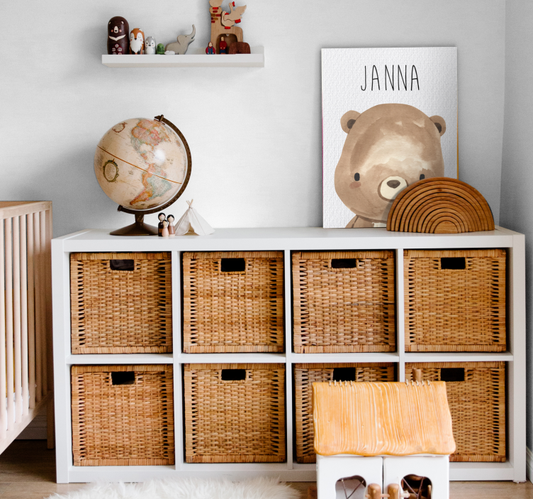 Tableau chambre enfant bébé ours avec nom - TenStickers