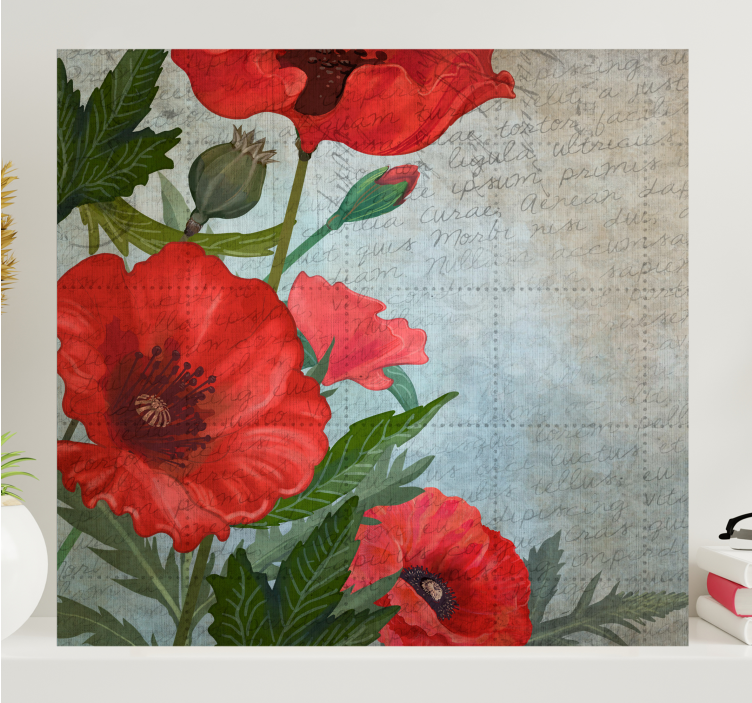 Tableau fleurs et plantes coquelicots rouges luxuriants - TenStickers