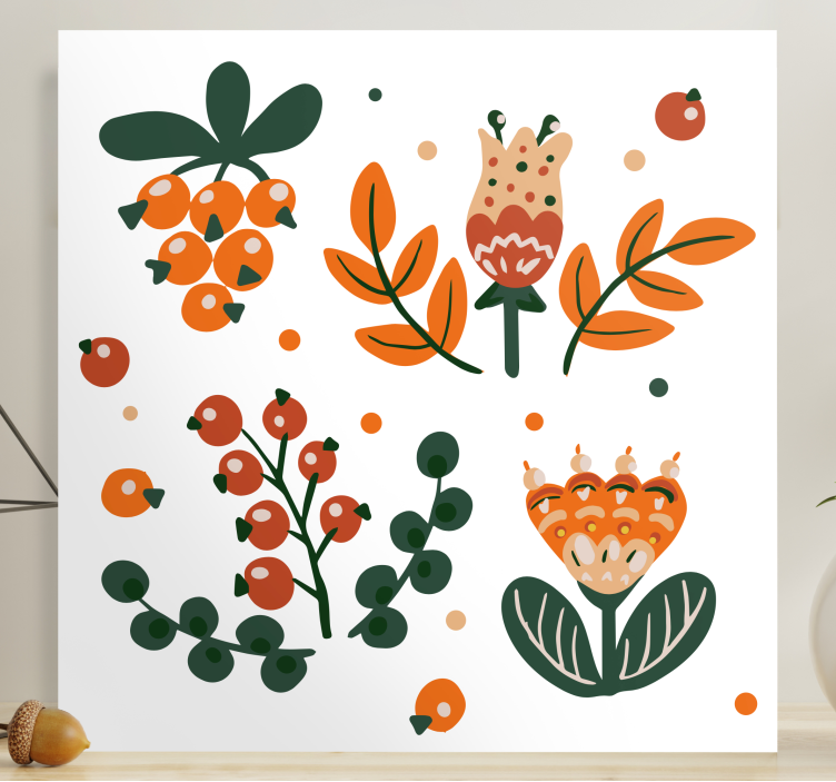 Tableau fleurs et plantes éléments floraux abstraits - TenStickers