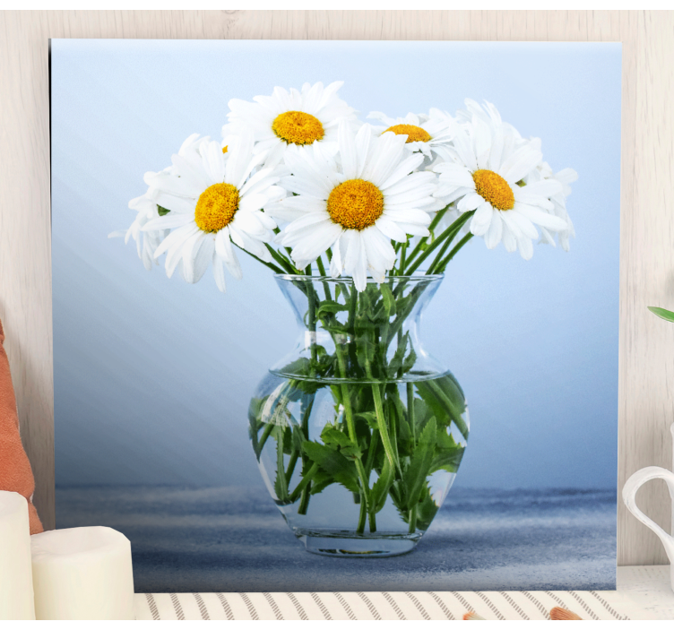 Tableau fleurs et plantes marguerites dans un verre - TenStickers